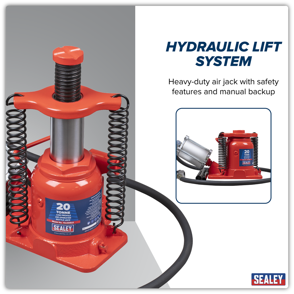 Low Profile Air Operated Hydraulic Bottle Jack 20 Tonne YAJ20SLE