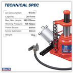 Low Profile Air Operated Hydraulic Bottle Jack 20 Tonne YAJ20SLE