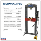 Heavy-Duty Air/Hydraulic Floor Type Press with Foot Pedal 30 Tonne YK309FAH