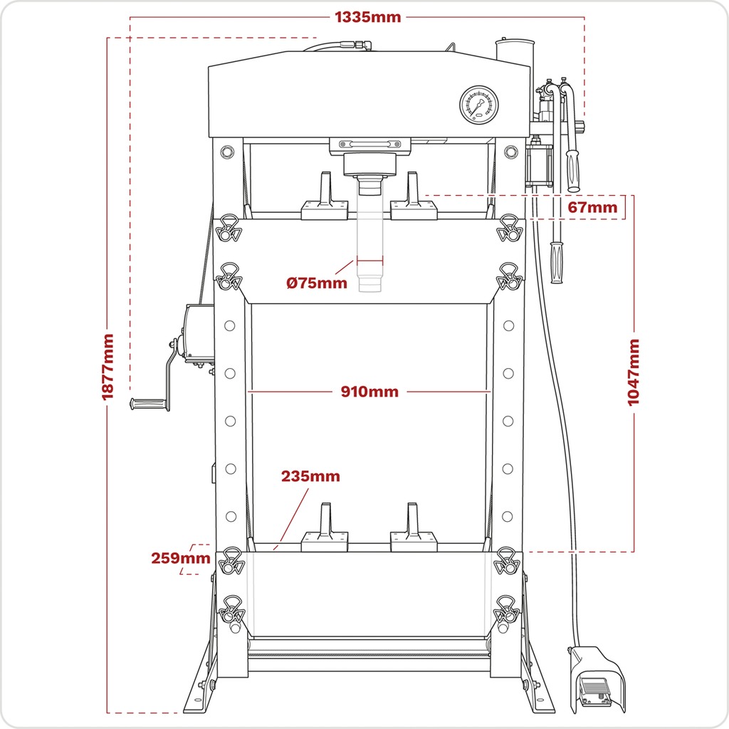 Air/Hydraulic Floor Type Press with Foot Pedal 50 Tonne YK509FAH
