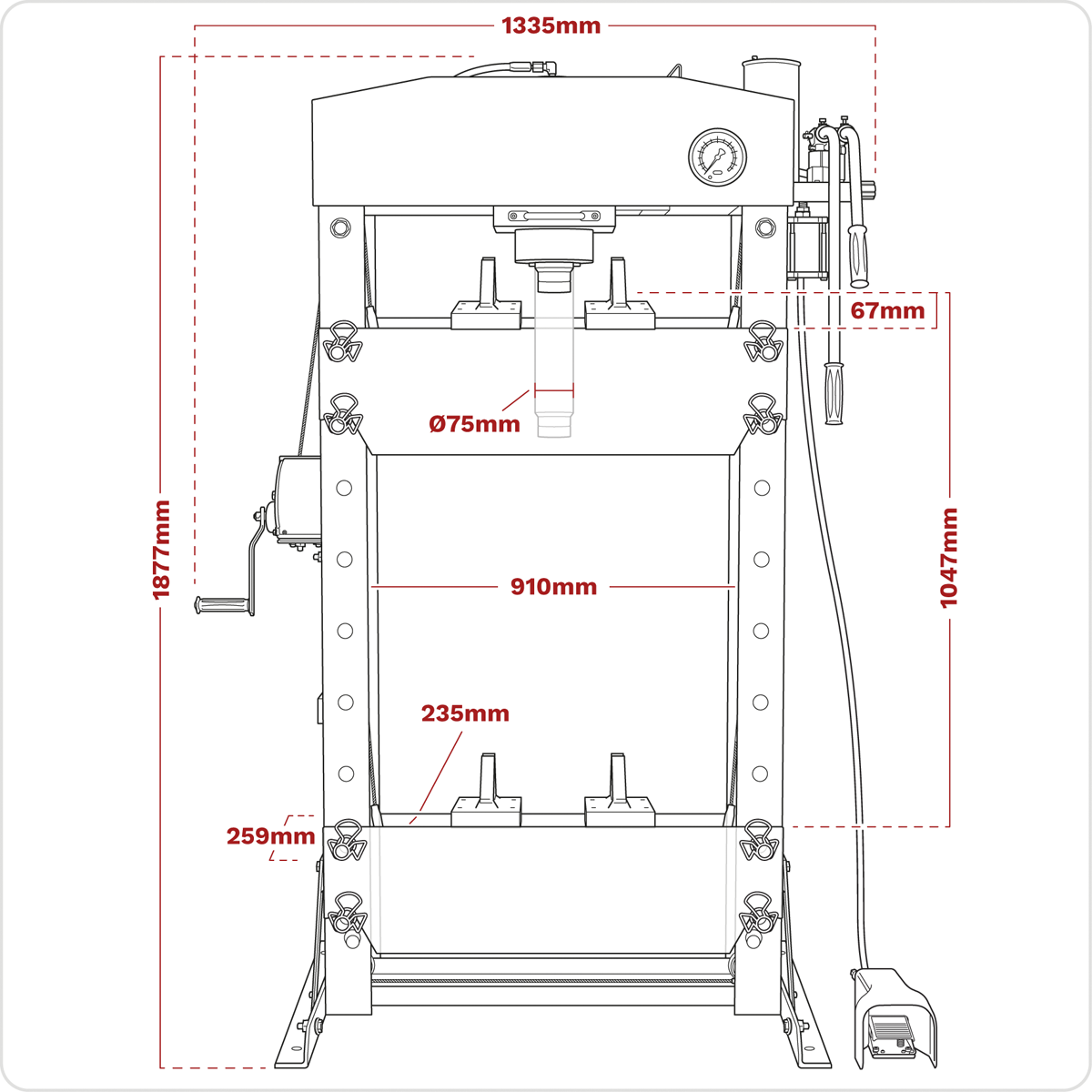 Air/Hydraulic Floor Type Press with Foot Pedal 50 Tonne YK509FAH