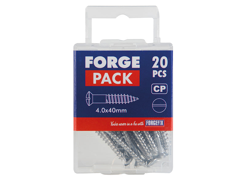 Multi-Purpose Screw SL Raised Head Chrome Plated 4.0 x 40mm ForgePack 20        