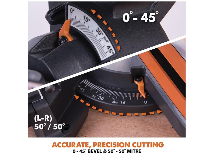 R255SMS+ Pro Multi-Material Sliding Mitre Saw 255mm 2000W 240V                  