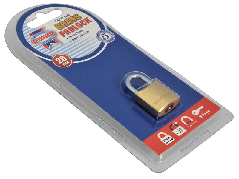 Brass Padlock 20mm 3 Keys                                                       