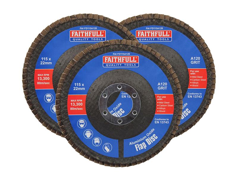Aluminium Oxide Flap Disc 125 x 22mm Mixed Grit (3 Pack)