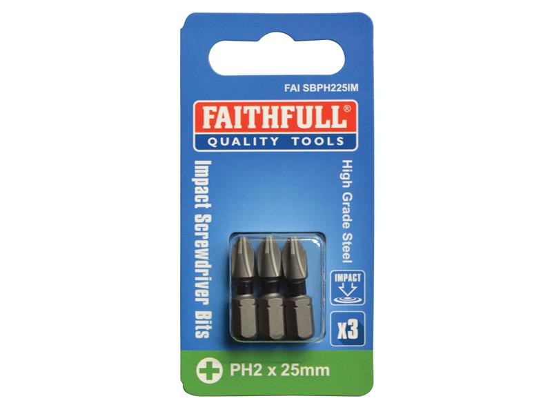 Phillips Impact Screwdriver Bits PH3 x 50mm (Pack 3)