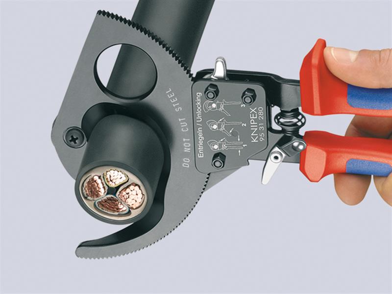 95 31 280 Ratchet Action Cable Shears Multi-Component Grip 280mm                