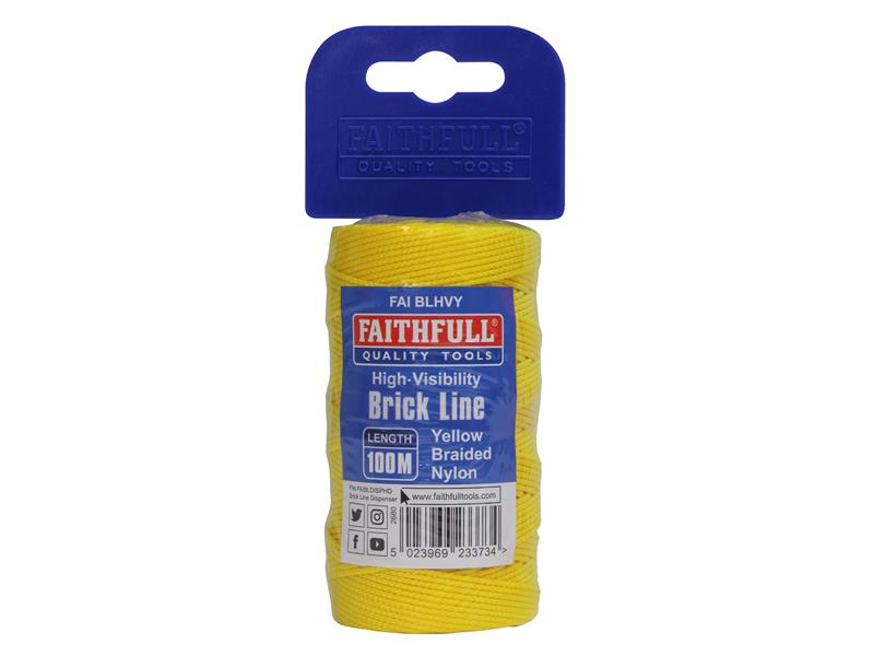 Hi-Vis Nylon Brick Line 100m (330ft) Yellow                                     
