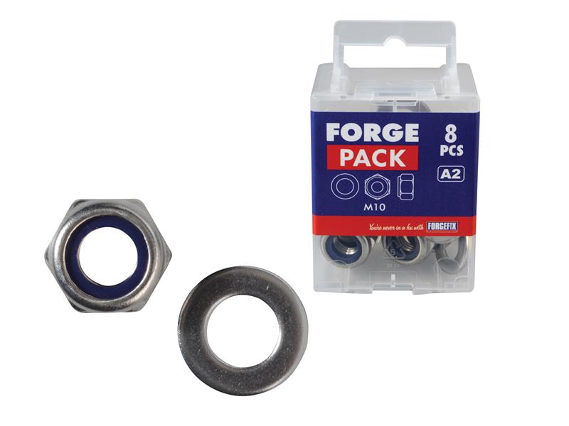 Nyloc Nuts & Washers A2 Stainless Steel M10 ForgePack 8                         