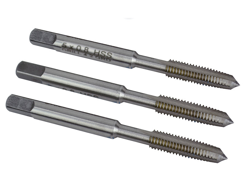 HSS Straight Flute Tap Set M5 x 0.8, 3 Piece                                    