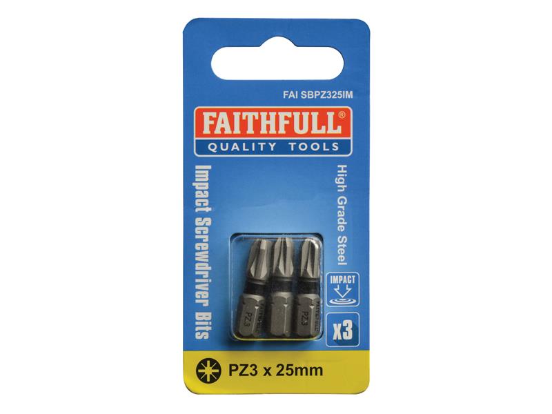 Pozidriv Impact Screwdriver Bits PZ3 x 75mm (Pack 3)