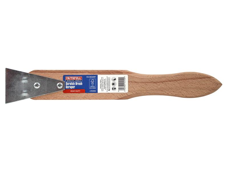 Heavy-Duty Scratch Brush with Scraper - 4 Row                                   
