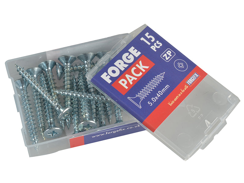 Multi-Purpose Pozi Compatible Screw CSK ST ZP 5.0 x 40mm Forge Pack 15