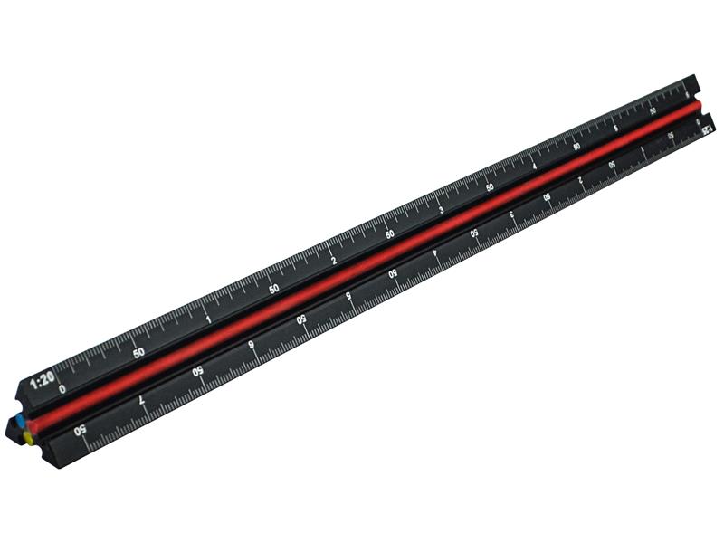 Prestige Tri-Scale Engineer Rule Black Aluminium 300mm                          