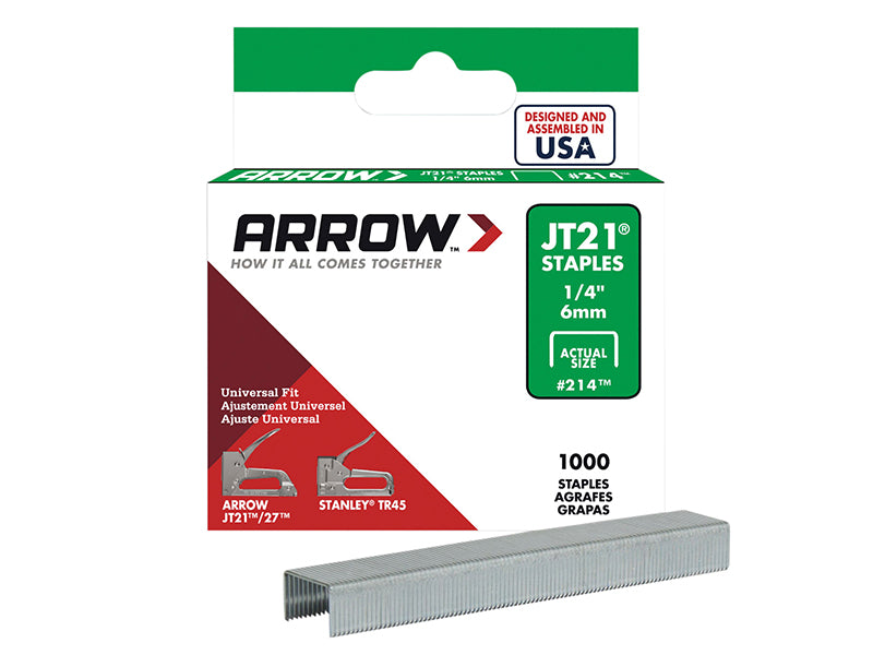 JT21 T27 Staples 6mm (1/4in) (Box 1000)                                         