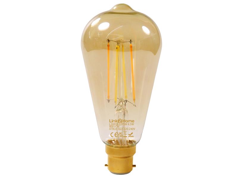 Wi-Fi LED ES (E27) Pear Filament Dimmable Bulb, White 470 lm 4.5W