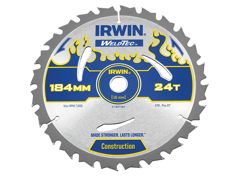 Weldtec Circular Saw Blade 184 x 16mm x 24T ATB                                 