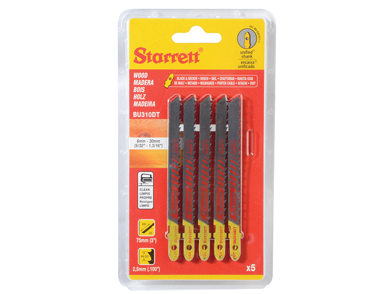 BU310DT-5 Wood Cutting Jigsaw Blades Pack of 5