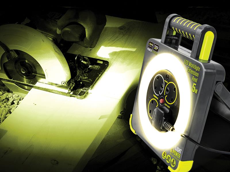 Work Light Cable Reel 240V 13A 4-Socket 5m