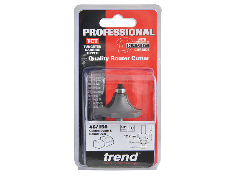 46/150 x 1/4 TCT Bearing Guided Ovolo & Round Over 12.7mm Radius