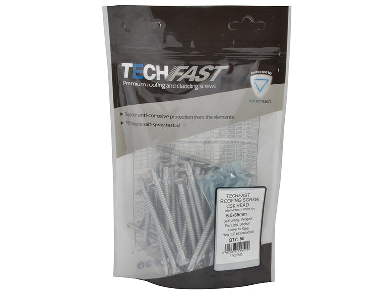 TechFast Roofing Screw Timber - Steel Light Section 5.5 x 85mm Pack 50          