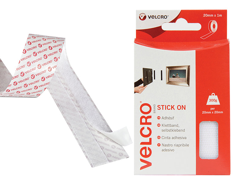 VELCRO® Brand Stick On Tape 20mm x 10m Black