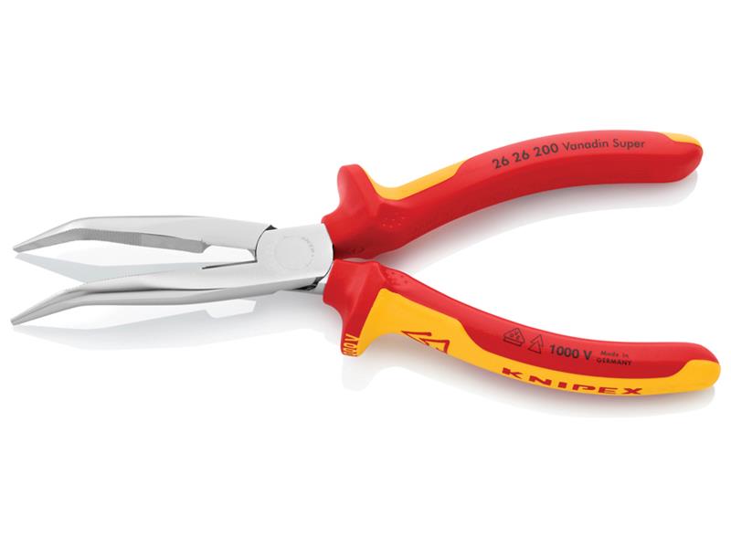 26 26 200 VDE Long Bent Snipe Nose Side Cutting Pliers 200mm                    