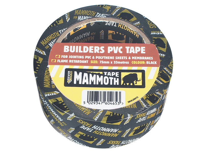Builder's PVC Tape 50mm x 33m Black                                             