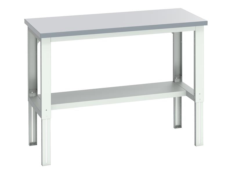 Cubio Adjustable Bench with Half Shelf, Laminate Top 1500 x 750mm