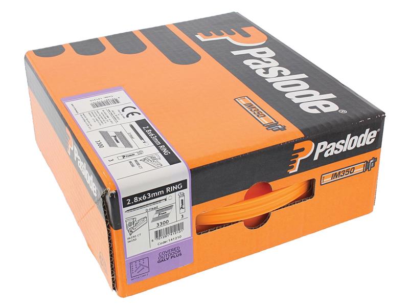 2.8 x 63mm 350 Ring Nails Galvanised Finish Box of 3300 + 3 Fuel Cells