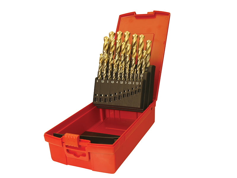 A095 Set 204 HSS TiN Coated Jobber Drill Set of 25 1.0-13.0 x 0.5mm             