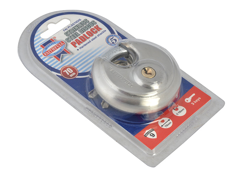 Stainless Steel Discus Padlock 70mm                                             