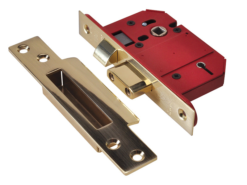 StrongBOLT 2200S BS 5 Lever Mortice Sashlock Satin Brass 81mm Visi