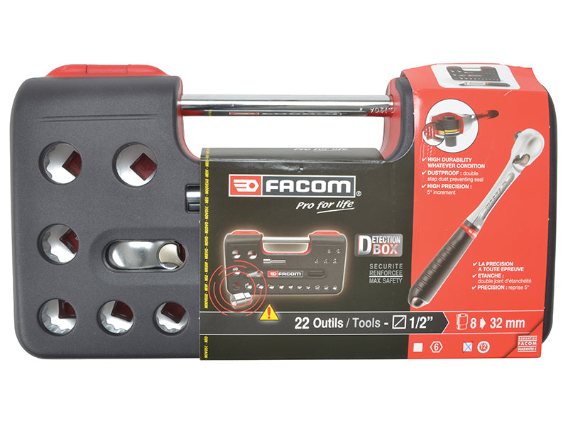 1/2in Drive 12-Point Detection Box Socket Set, 22 Piece                         
