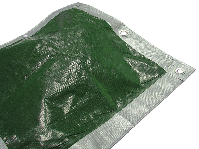 Heavy-Duty Tarpaulin Green/Silver 5.4 x 5.4m (18 x 18ft) 140gsm                 