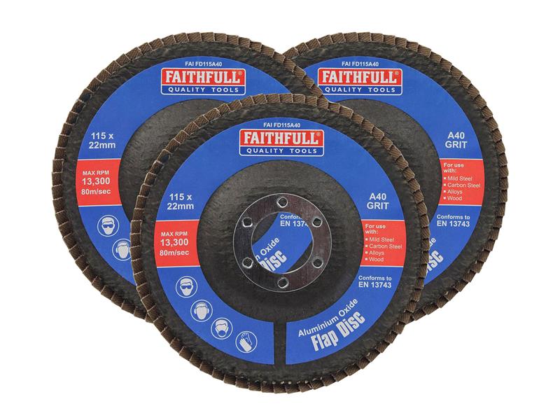 Aluminium Oxide Flap Disc 125 x 22mm Mixed Grit (3 Pack)
