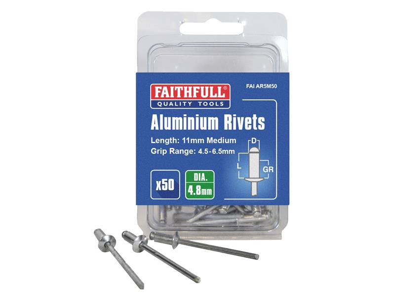 Aluminium Rivets 4.8 x 8mm Short Pre-Pack of 50