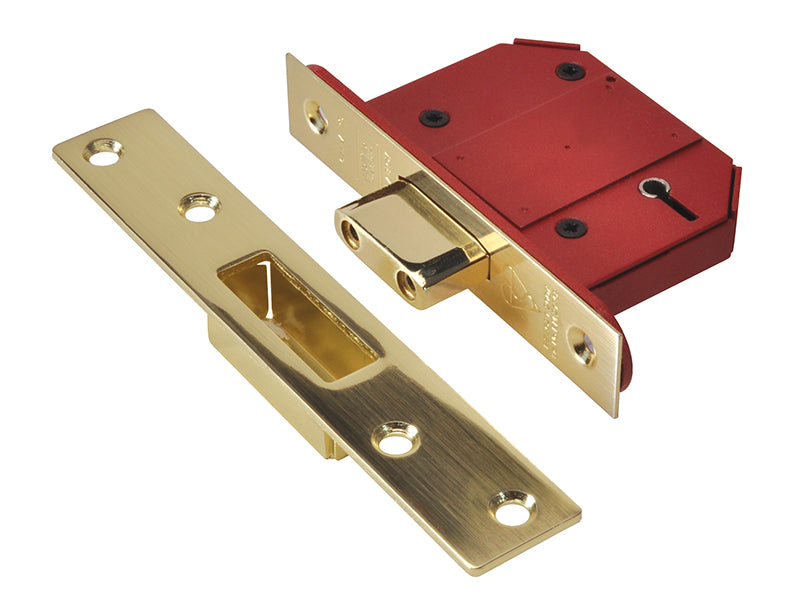 StrongBOLT 2100S BS 5 Lever Mortice Deadlock 81mm 3in Satin Brass Visi