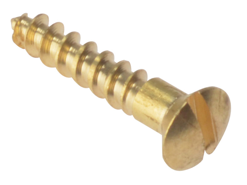 Wood Screw Slotted Raised Head ST Solid Brass 5/8in x 6 Box 200