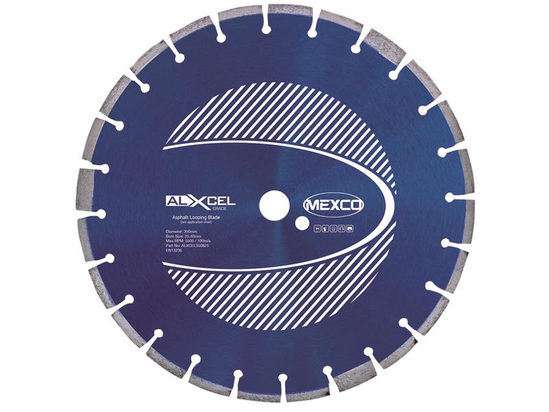 Asphalt Looping Diamond Blade 350 x 25.4mm x 8mm Width