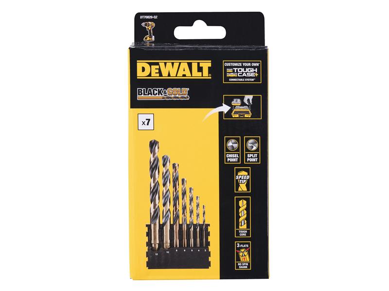 DT20620 BLACK&GOLD HSS Drill Set, 7 Piece                                       