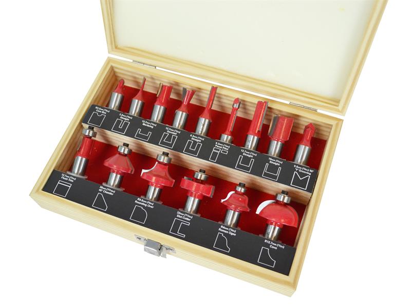 1/2in TCT Router Bit Set, 15 Piece                                              