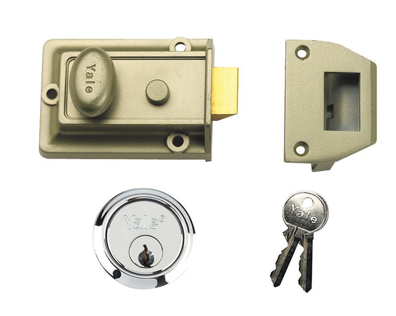 P77 Traditional Nightlatch 60mm Backset Nickel Brass Finish Visi