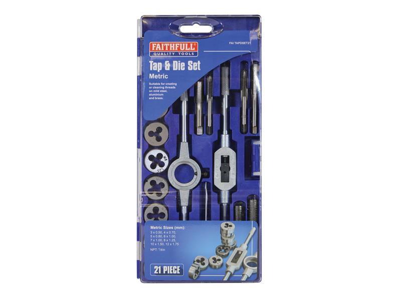 Metric Tap & Die Set of 21 Carbon Steel                                         