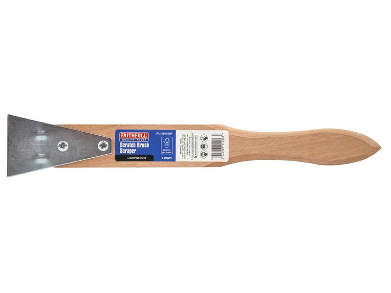 Lightweight Scratch Brush with Scraper, Four Row                                