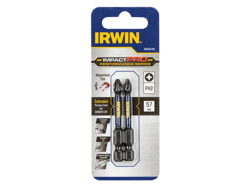 Impact Pro Performance Screwdriver Bits PH2 57mm (Pack 2)                       