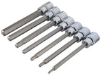 3/8in Drive Extra Long Hex Socket Bit Set, 7 Piece                              