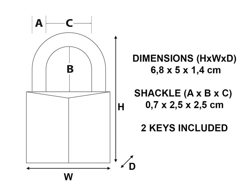 Solid Brass 70mm Padlock 6-Pin