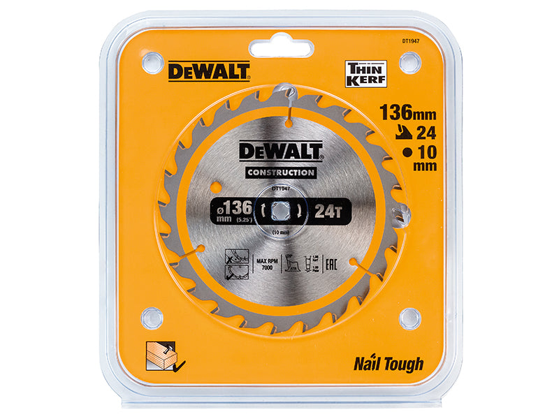 Cordless Construction Trim Saw Blade 136 x 10mm x 24T                           