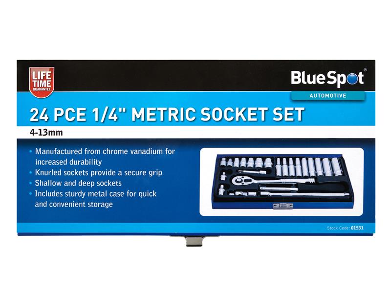 1/4in Metric Socket Set, 24 Piece                                               